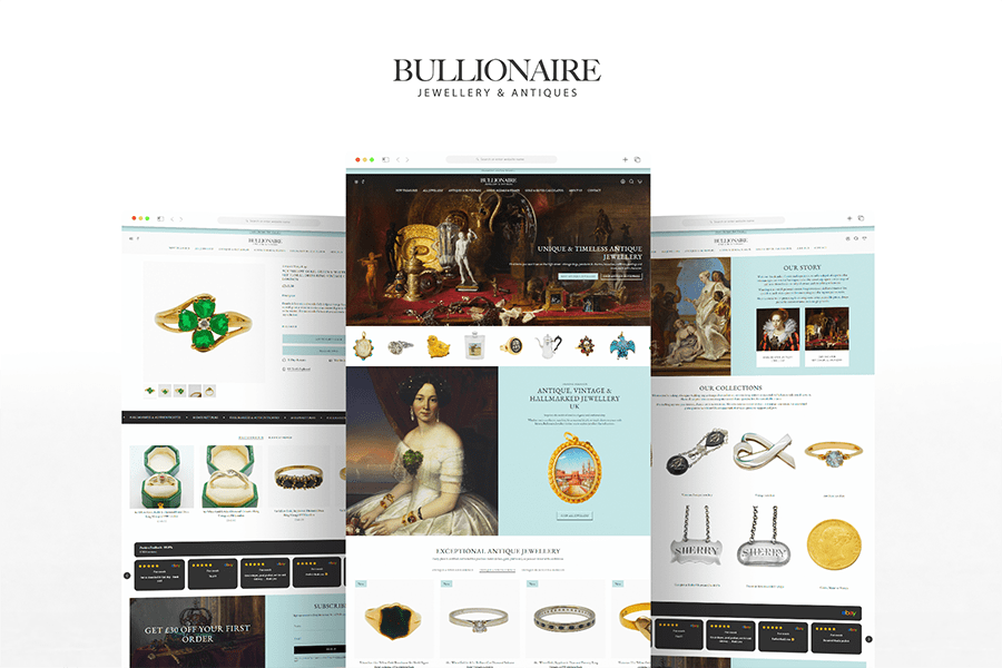 Shopify Web Design for Bullionaire Jewellery & Antiques