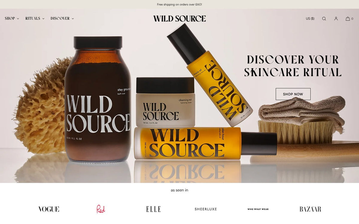 Wild Source website homepage on desktop