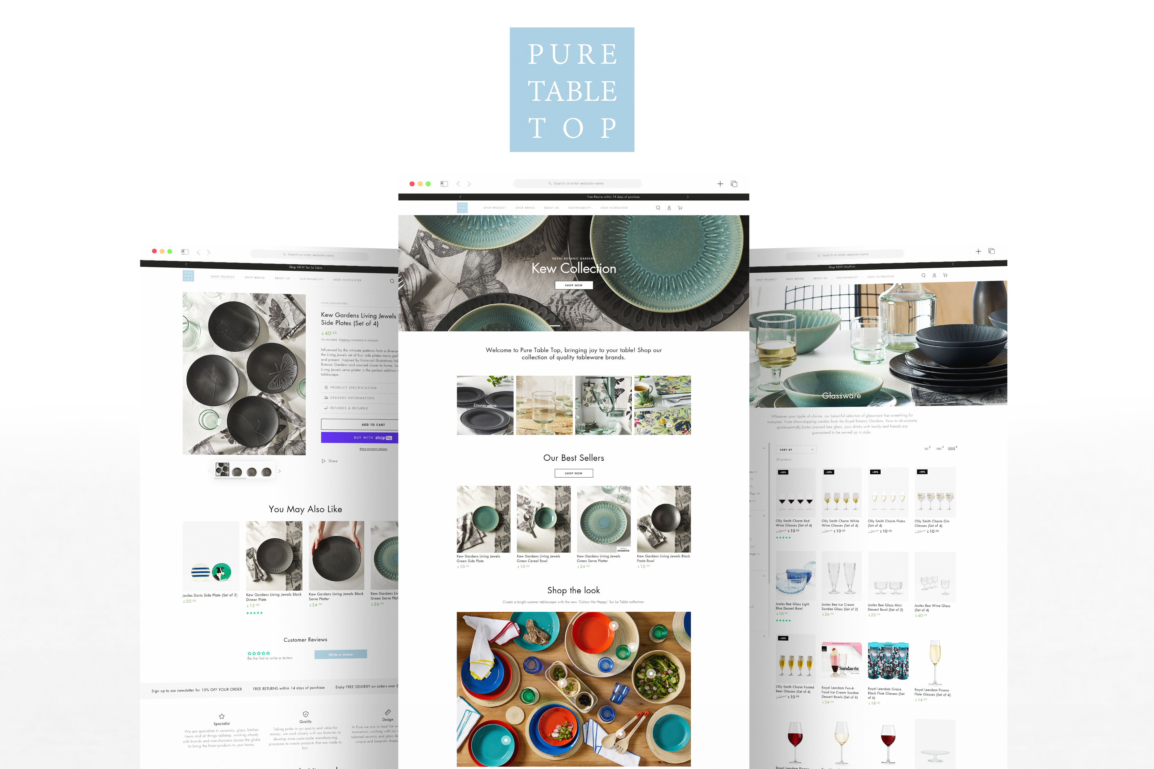 Shopify Web Design for Pure Table Top