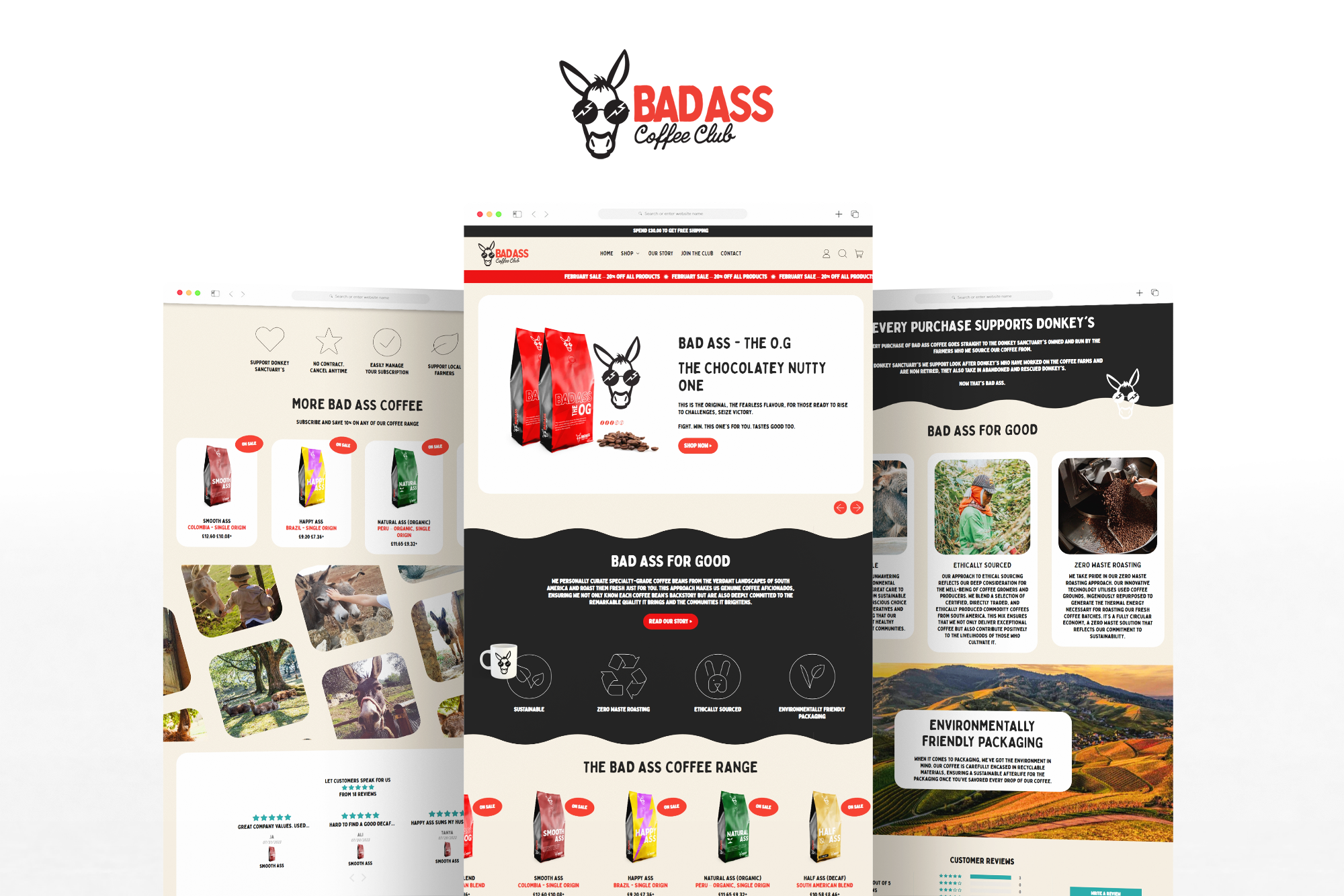 Shopify Web Design for Bad Ass Coffee Club