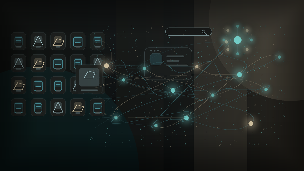 Abstract illustration of a Shopify store being optimised for AI search and agentic commerce.