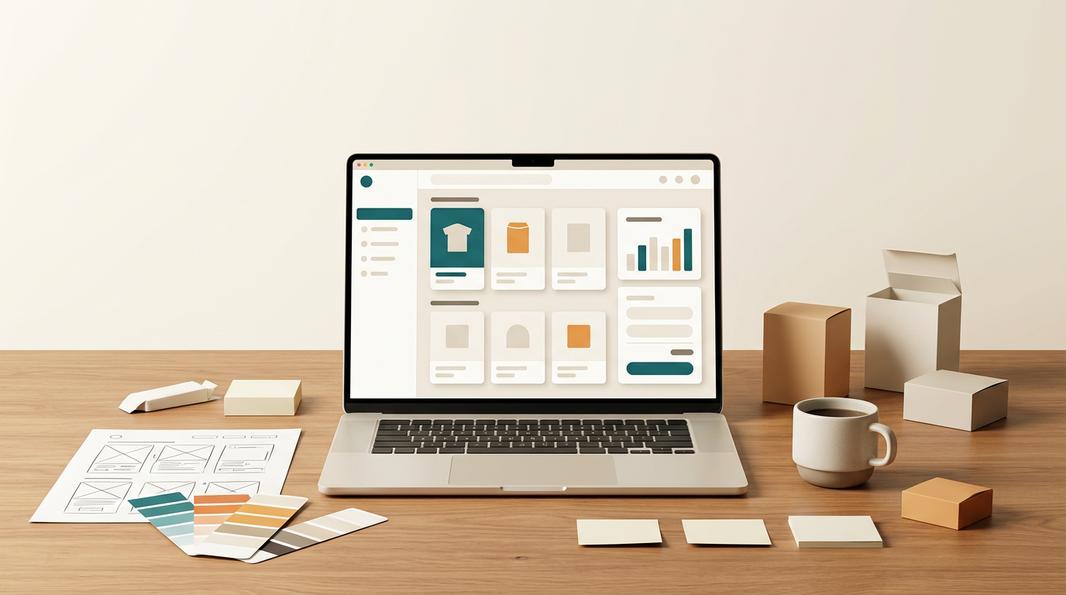 Shopify Partner ecommerce website design planning on laptop