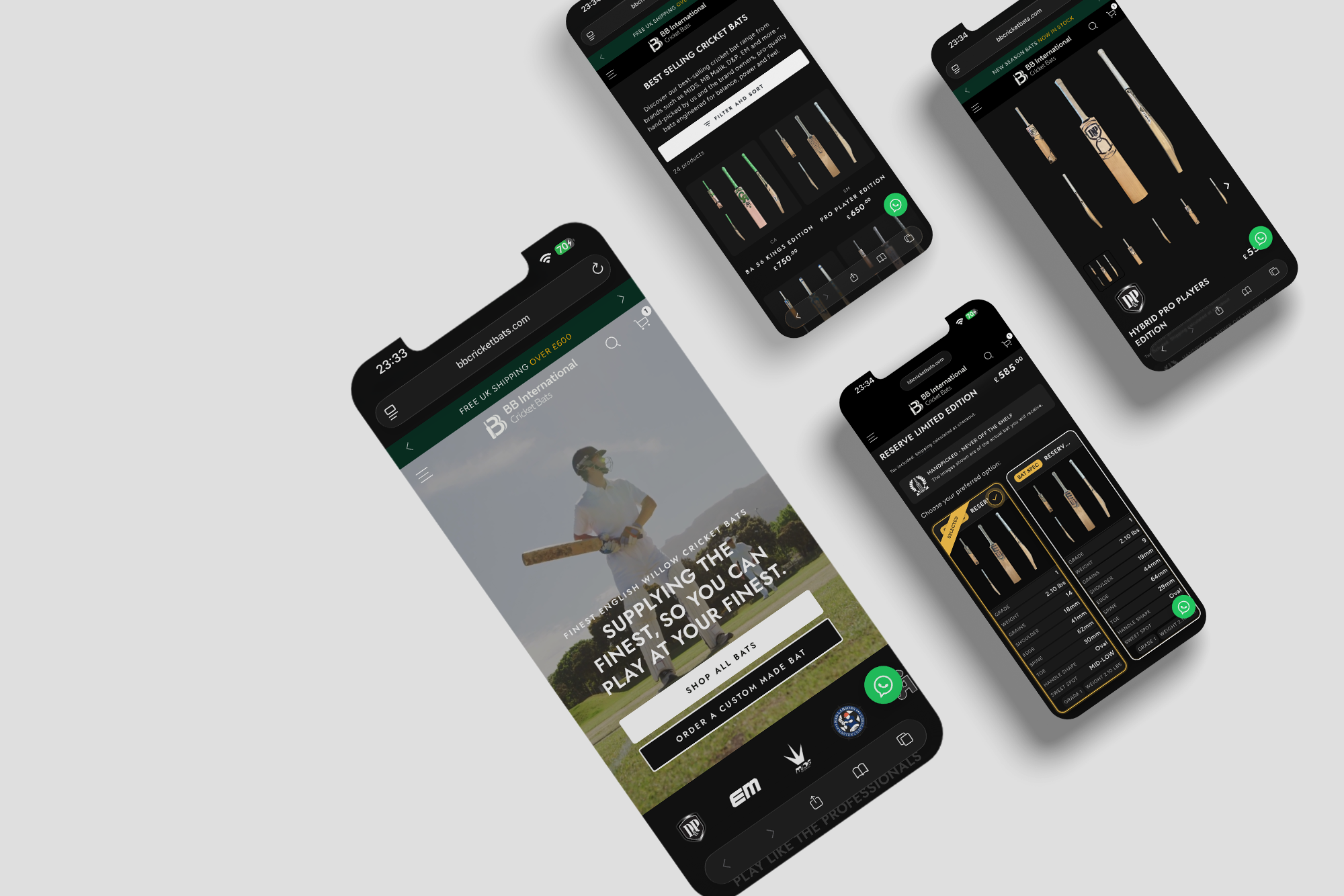 Shopify Web Design for BB Cricket Bats