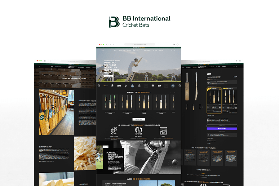 Shopify Web Design for BB Cricket Bats
