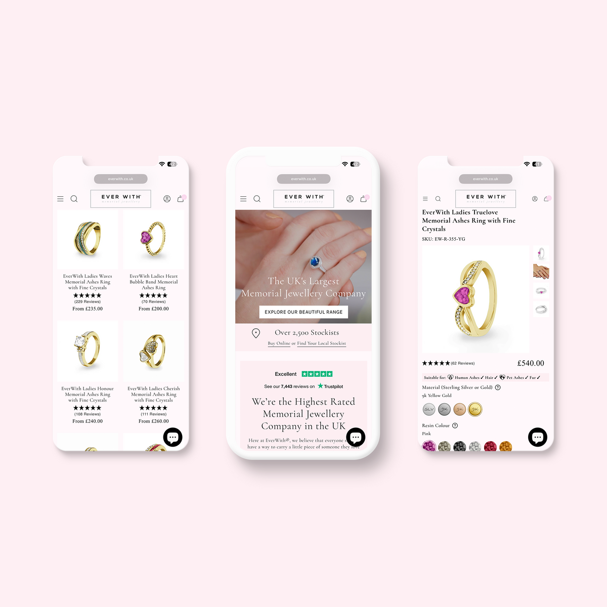 EverWith Memorial Jewellery Shopify Mobile Website Design