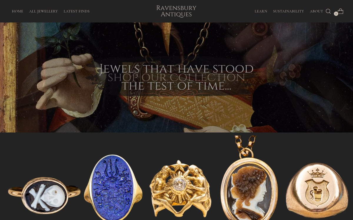 Ravensbury Antiques website on desktop