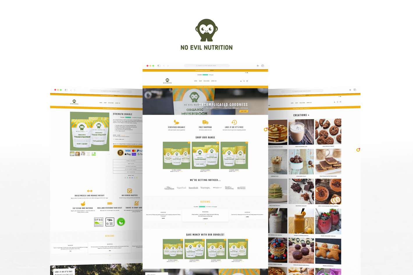 No Evil Nutrition, Shopify Web Designer, Fat Buddha Web Design