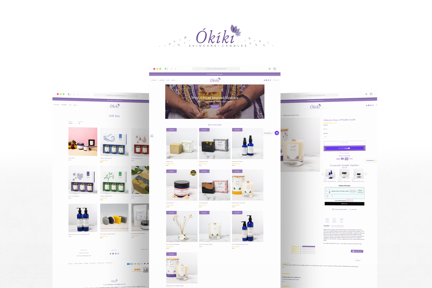 Okiki Skincare, Shopify Web Designer, Fat Buddha Web Design