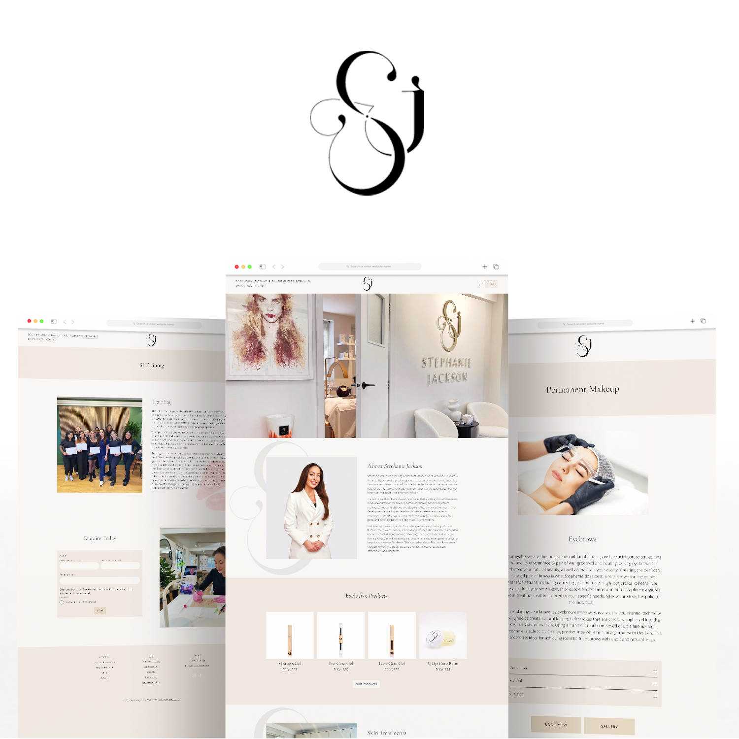 Squarespace website design for permanent makeup and skin clinic