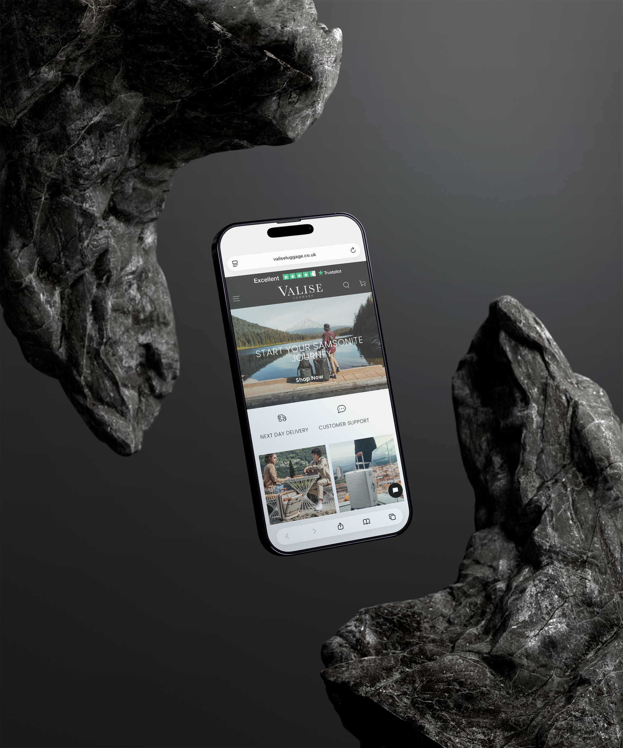 Shopify web design for luxury luggage store